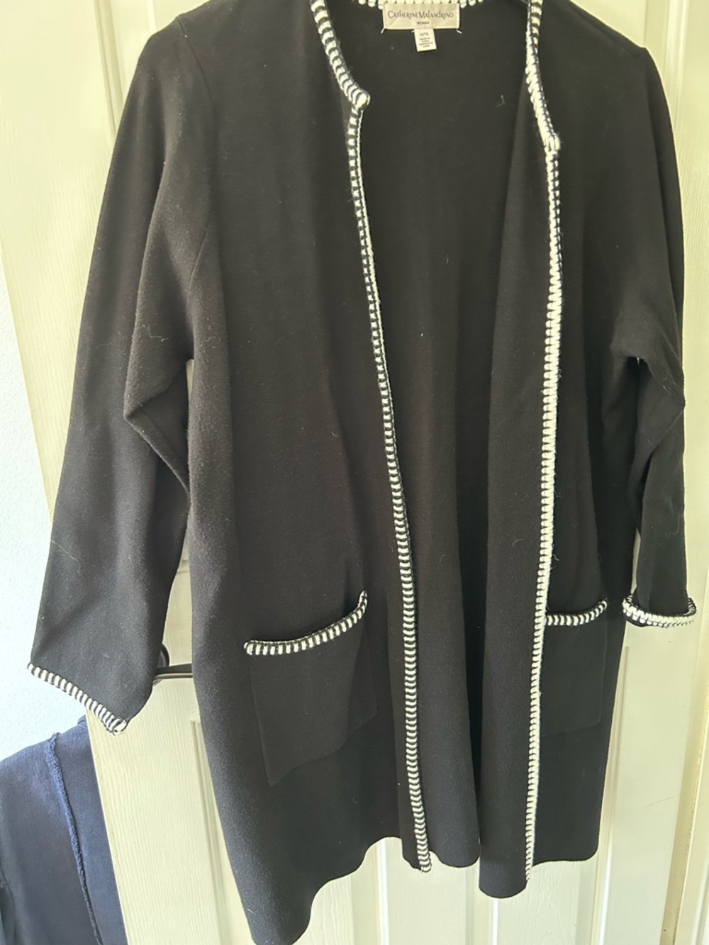 Catherine Malandrino Black Sweater with White Trim